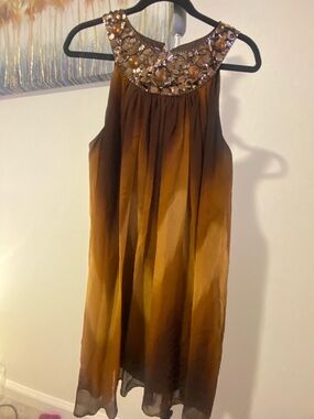 Woman's Embellished Brown Ombré Party Dress